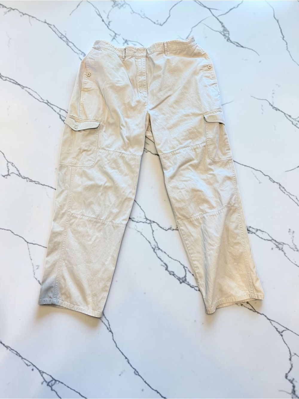 Venezia Jeans Khaki Cargo Pants Sz 18 High Rise 100% Cotton Utility Workwear